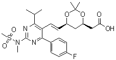 CAS 登录号：894787-93-0, (4R,6S)-6-[(1E)-2-[4-(4-氟苯基)-6-(1-甲基乙基)-2-[甲基(甲基磺酰基)氨基]-5-嘧啶基]乙烯基]-2,2-二甲基-1,3-二恶烷-4-乙酸