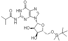 structure of CAS# 89494-39-3, 5'-O-[(叔丁基)二甲基硅烷基]-N-(2-甲基-1-氧代丙基)鸟苷