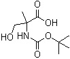 2-[叔丁氧羰基氨基]-3-羟基-2-甲基丙酸分子结构 (CAS 89500-39-0)