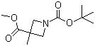 structure of CAS# 898228-37-0, 3-Methyl-1,3-azetidinedicarboxylic acid 1-(tert-butyl) 3-methyl ester