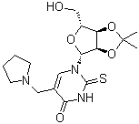 structure of CAS# 89845-82-9, 2',3'-O-(1-甲基亚乙基)-5-(1-吡咯烷基甲基)-2-硫代尿苷