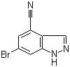 structure of CAS# 898747-00-7, 6-溴-1H-吲唑-4-甲腈