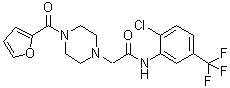 structure of CAS# 899713-86-1, N-[2-Chloro-5-(trifluoromethyl)phenyl]-4-(2-furanylcarbonyl)-1-piperazineacetamide