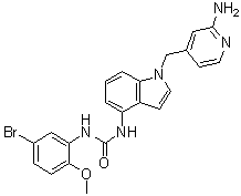 structure of CAS# 900573-88-8, 1-[1-[(2-氨基吡啶-4-基)甲基]-1H-吲哚-4-基]-3-(5-溴-2-甲氧基苯基)脲