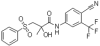 structure of CAS# 90357-05-4, N-[4-氰基-3-(三氟甲基)苯基]-2-羟基-2-甲基-3-(苯磺酰基)丙酰胺