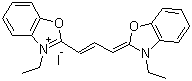 structure of CAS# 905-96-4, 3-乙基-2-[3-(3-乙基-3H-苯并恶唑-2-亚基)丙-1-烯基]苯并恶唑鎓碘化物