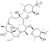 CAS # 90503-06-3, Azithromycin 3'-N-oxide, (2R,3S,4R,5R,8R,10R,11R,12S,13S,14R)-13-[(2,6-Dideoxy-3-C-methyl-3-O-methyl-alpha-L-ribo-hexopyranosyl)oxy]-2-ethyl-3,4,10-trihydroxy-3,5,6,8,10,12,14-heptamethyl-11-[[3,4,6-trideoxy-3-(dimethyloxidoamino)-beta-D-xylo-hexopyranosyl]oxy]-1-oxa-6-azacyclopentadecan-15-one