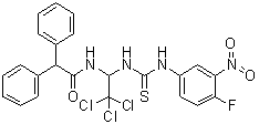 structure of CAS# 905973-89-9, alpha-苯基-N-[2,2,2-三氯-1-[[[(4-氟-3-硝基苯基)氨基]硫代甲酰]氨基]乙基]-苯乙酰胺