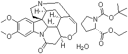 马钱子碱 (S)-1-叔丁氧羰基吡咯烷-2-羧酸乙酯一水合物分子结构 (CAS 908012-07-7)
