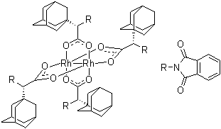 四[(S)-(+)-(1-金刚烷基)-(N-邻苯二甲酰基亚胺基)乙酸]二铑分子结构 (CAS 909389-99-7)
