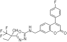 CAS 登录号：910656-27-8, 4-(4-氟苯基)-7-[[[5-[(1S)-1-羟基-1-(三氟甲基)丙基]-1,3,4-恶二唑-2-基]氨基]甲基]-2H-1-苯并吡喃-2-酮