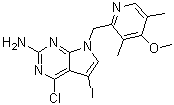 structure of CAS# 911397-54-1, 4-Chloro-5-iodo-7-[(4-methoxy-3,5-dimethyl-2-pyridinyl)methyl]-7H-pyrrolo[2,3-d]pyrimidin-2-amine