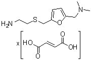 structure of CAS# 91224-69-0, 5-[[(2-Aminoethyl)thio]methyl]-N,N-dimethyl-2-furanmethanamine (2E)-2-butenedioate