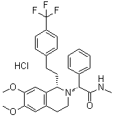structure of CAS# 913358-93-7, (alphaR,1S)-3,4-Dihydro-6,7-dimethoxy-N-methyl-alpha-phenyl-1-[2-[4-(trifluoromethyl)phenyl]ethyl]-2(1H)-isoquinolineacetamide monohydrochloride