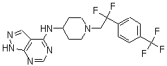 structure of CAS# 913574-42-2, N-[1-[2,2-二氟-2-[4-(三氟甲基)苯基]乙基]-4-哌啶基]-1H-吡唑并[3,4-d]嘧啶-4-胺