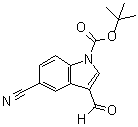 structure of CAS# 914348-93-9, 5-氰基-3-甲酰基-1H-吲哚-1-羧酸叔丁酯