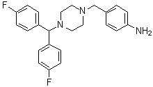 4-[[4-[二(4-氟苯基)甲基]-1-哌嗪基]甲基]苯胺分子结构 (CAS 914349-63-6)