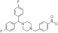 1-[二(4-氟苯基)甲基]-4-[(4-硝基苯基)甲基]哌嗪分子结构 (CAS 914349-64-7)