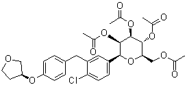 CAS 登录号：915095-99-7, (1S)-1,5-脱水-1-C-[4-氯-3-[[4-[[(3S)-四氢-3-呋喃基]氧基]苯基]甲基]苯基]-D-山梨糖醇四乙酸酯