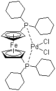 structure of CAS# 917511-90-1, 二氯[1,1'-双(二环己基膦)二茂铁]钯(II)
