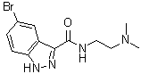 structure of CAS# 91766-59-5, 5-溴-N-[2-(二甲基氨基)乙基]-1H-吲唑-3-甲酰胺