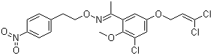 1-[3-氯-5-[(3,3-二氯-2-丙烯-1-基)氧基]-2-甲氧基苯基]乙酮 O-[2-(4-硝基苯基)乙基]肟分子结构 (CAS 918311-28-1)