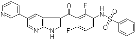 N-[2,4-二氟-3-[[5-(3-吡啶基)-1H-吡咯并[2,3-b]吡啶-3-基]甲酰基]苯基]苯磺酰胺分子结构 (CAS 918504-61-7)