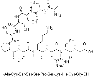 CAS 登录号：918629-48-8, L-丙氨酰-L-半胱氨酰-L-丝氨酰-L-丝氨酰-L-丝氨酰-L-脯氨酰-L-丝氨酰-L-赖氨酰-L-组氨酰-L-半胱氨酰甘氨酸
