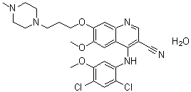 structure of CAS# 918639-08-4, 4-[(2,4-二氯-5-甲氧基苯基)氨基]-6-甲氧基-7-[3-(4-甲基-1-哌嗪基)丙氧基]-3-喹啉甲腈水合物