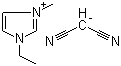 1-乙基-3-甲基咪唑鎓丙二腈盐分子结构 (CAS 923019-22-1)