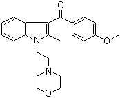 CAS 登录号：92623-83-1, 普拉朵林, (4-甲氧基苯基)-[2-甲基-1-(2-吗啉-4-乙基)吲哚-3-基]甲酮