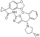 CAS 登录号：926664-32-6, 1-(1,3-苯并二氧戊环-5-基)-N-[5-[(S)-(2-氯苯基)[(3R)-3-羟基-1-吡咯烷基]甲基]-2-噻唑基]环丙烷甲酰胺