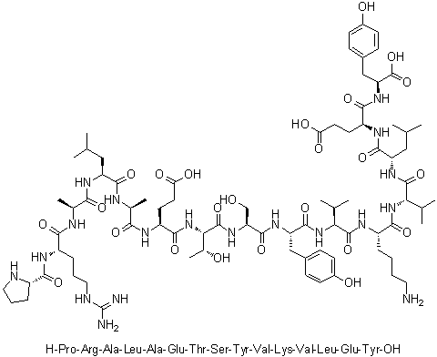 L-脯氨酰-L-精氨酰-L-丙氨酰-L-亮氨酰-L-丙氨酰-L-alpha-谷氨酰-L-苏氨酰-L-丝氨酰-L-酪氨酰-L-缬氨酰-L-赖氨酰-L-缬氨酰-L-亮氨酰-L-alpha-谷氨酰-L-酪氨酸分子结构 (CAS 928006-15-9)