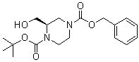 1-叔丁氧羰基-(2R)-2-(羟甲基)哌嗪-4-羧酸苄酯分子结构 (CAS 930782-89-1)