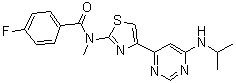 structure of CAS# 932737-65-0, 4-氟-N-[4-[6-(异丙基氨基)嘧啶-4-基]-1,3-噻唑-2-基]-N-甲基苯甲酰胺