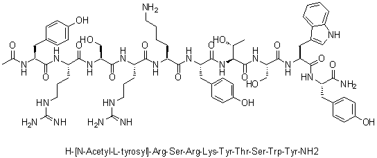 N-乙酰基-L-酪氨酰-L-精氨酰-L-丝氨酰-L-精氨酰-L-赖氨酰-L-酪氨酰-L-苏氨酰-L-丝氨酰-L-色氨酰-L-酪氨酰胺分子结构 (CAS 935288-50-9)