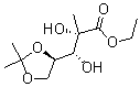 structure of CAS# 93635-76-8, (2S,3R)-3-((4R)-2,2-二甲基二氧杂戊环-4-基)-2-甲基-2,3-二羟基丙酸乙酯