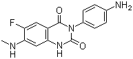 CAS 登录号：936501-00-7, 3-(4-氨基苯基)-6-氟-7-(甲基氨基)喹唑啉-2,4(1H,3H)-二酮
