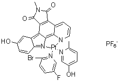 (SP-4-2)-(2-溴-5-氟吡啶)(9-羟基-6-甲基吡啶并[2,3-a]吡咯并[3,4-c]咔唑-5,7(1H,6H)-二酮)(6-甲基-3-吡啶醇)铂六氟磷酸盐分子结构 (CAS 937379-49-2)