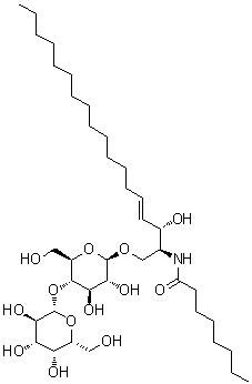 N-[(1S,2S,3E)-1-[[(4-O-beta-D-吡喃半乳糖基-beta-D-吡喃葡萄糖基)氧基]甲基]-2-羟基-3-十七碳烯-1-基]辛酰胺分子结构 (CAS 939036-94-9)