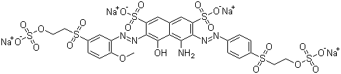 CAS # 93951-21-4, Reactive Blue 250, Tetrasodium 4-amino-5-hydroxy-6-[[2-methoxy-5-[[2-(sulphonatooxy)ethyl]sulphonyl]phenyl]azo]-3-[[4-[[2-(sulphonatooxy)ethyl]sulphonyl]phenyl]azo]naphthalene-2,7-disulphonate