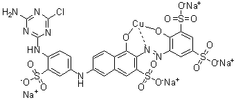 CAS # 93981-05-6, Tetrasodium [5-[[6-[[4-[(4-amino-6-chloro-1,3,5-triazin-2-yl)amino]-3-sulfophenyl]amino]-1-hydroxy-3-sulfo-2-naphthalenyl]azo]-4-hydroxy-1,3-benzenedisulfonato]cuprate