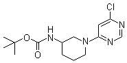structure of CAS# 939986-09-1, N-[1-(6-Chloro-4-pyrimidinyl)-3-piperidinyl]carbamic acid tert-butyl ester