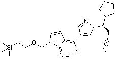 (betaR)-beta-环戊基-4-[7-[[2-(三甲基硅烷基)乙氧基]甲基]-7H-吡咯并[2,3-d]嘧啶-4-基]-1H-吡唑-1-丙腈分子结构 (CAS 941685-40-1)