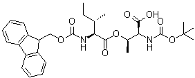 N-[叔丁氧羰基]-O-[N-[芴甲氧羰基]-L-异亮氨酰]-L-苏氨酸分子结构 (CAS 944283-27-6)