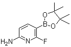 structure of CAS# 944401-67-6, 2-Amino-6-fluoropyridine-5-boronic acid pinacol ester