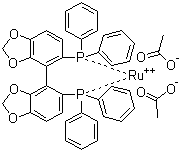 二乙酸根[(R)-(+)-5,5'-双(二苯基膦)-4,4'-联-1,3-苯并二恶茂]钌(II)分子结构 (CAS 944450-48-0)