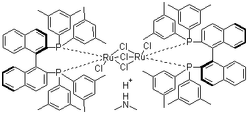 structure of CAS# 944451-08-5, 三(mu-氯)双[(R)-(+)-2,2'-双[二(3,5-二甲基苯基)膦]-1,1'-联萘]二氯化二钌二甲基铵盐