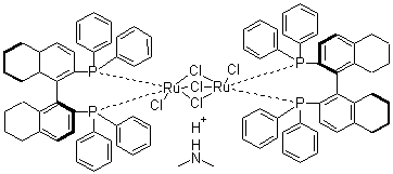 双[(S)-(-)-2,2'-双(二苯基膦)-5,5',6,6',7,7',8,8'-八氢-1,1'-联萘基]五氯化二钌 二甲基铵盐分子结构 (CAS 944451-12-1)
