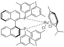 [(S)-(-)-2,2'-双[二(3,5-二甲基苯基)膦]-1,1'-联萘基](对伞花烃)二氯化钌分子结构 (CAS 944451-25-6)